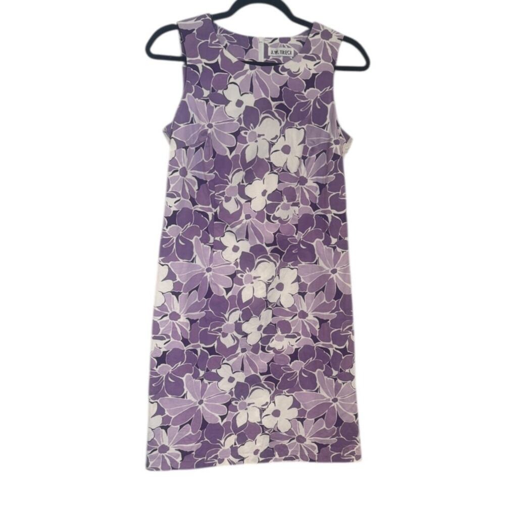 J.W. Treci vintage sheath dress, resortwear, wedding guest 10 cotton‎